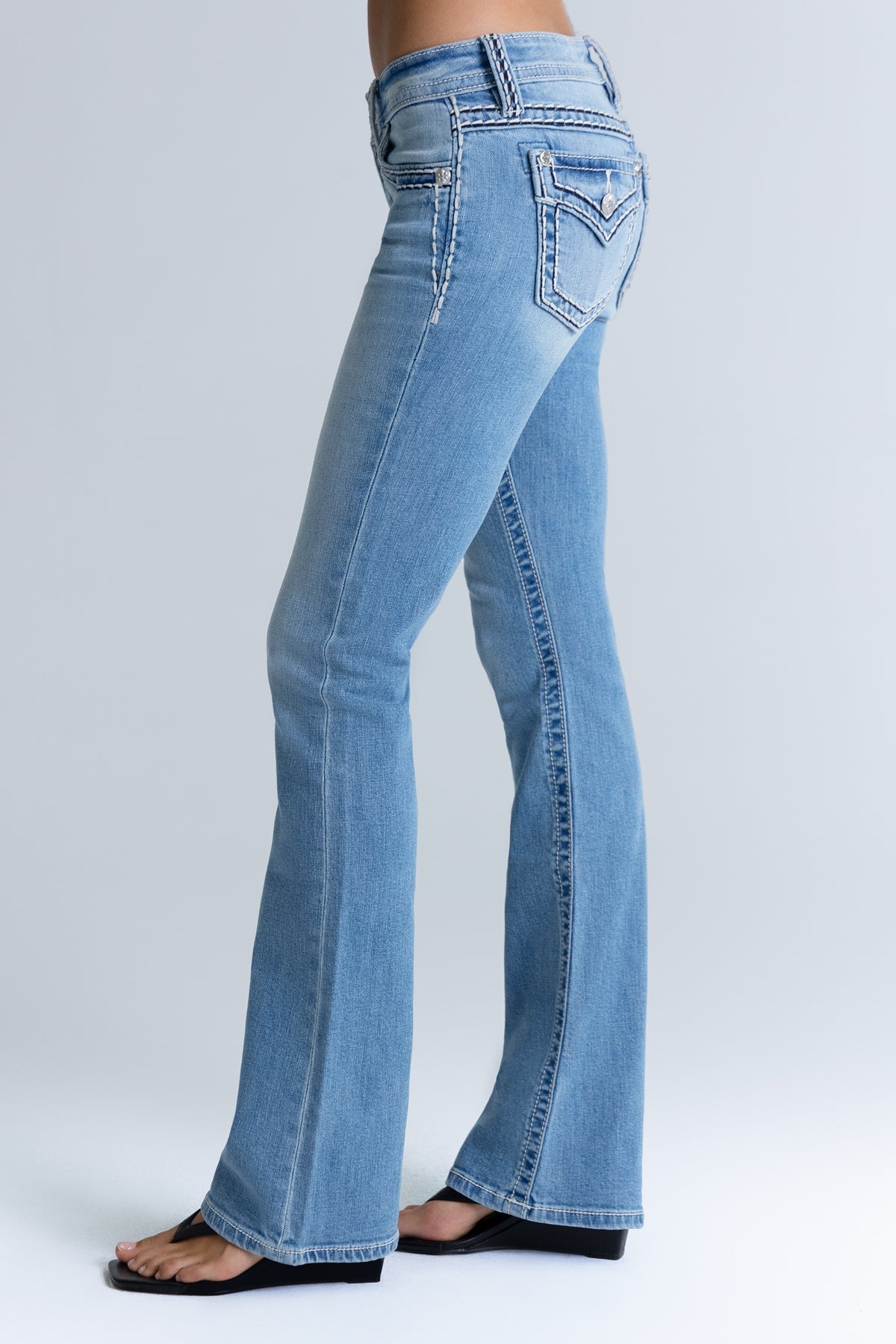 Cleo Stitched Low Rise Bootcut Jeans