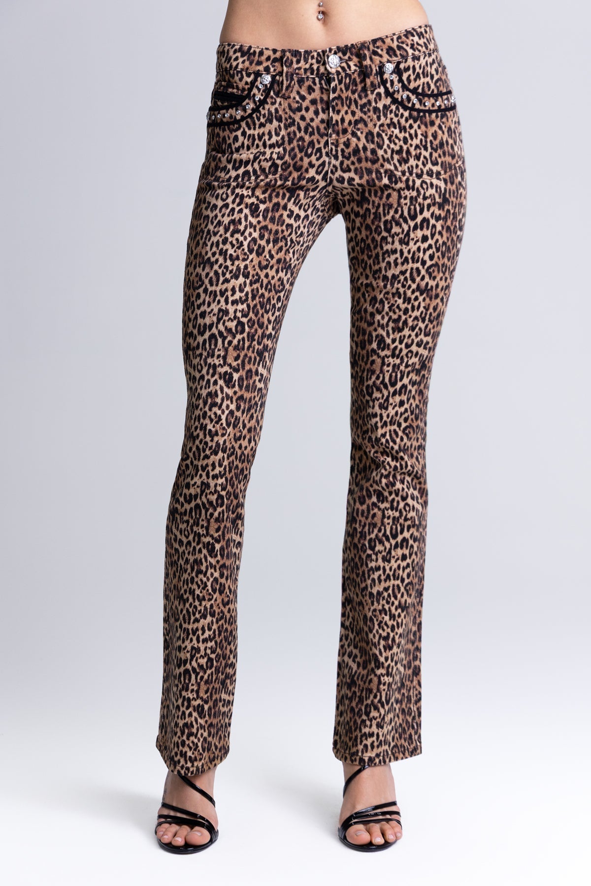 Zara Leopard Bootcut Jeans