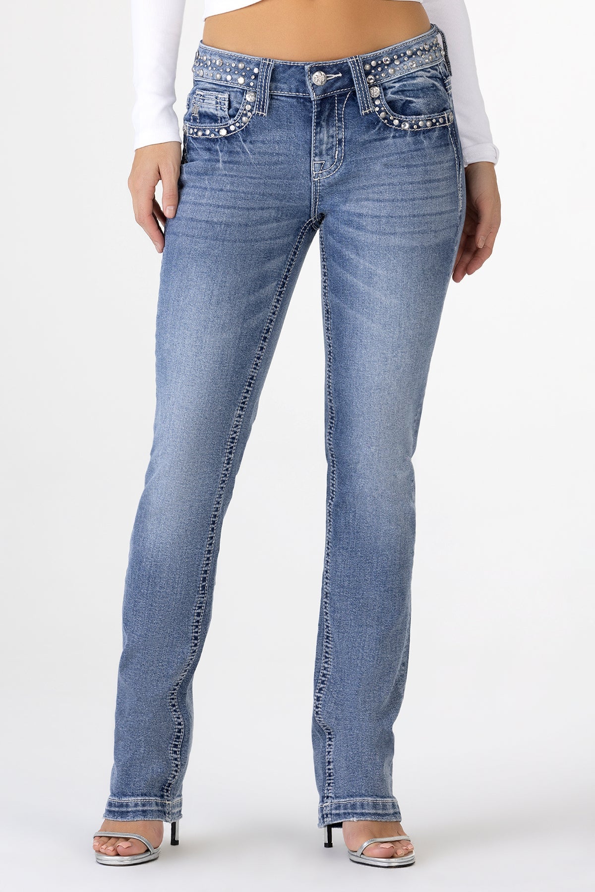 Clara Rhinestone Straight Jeans
