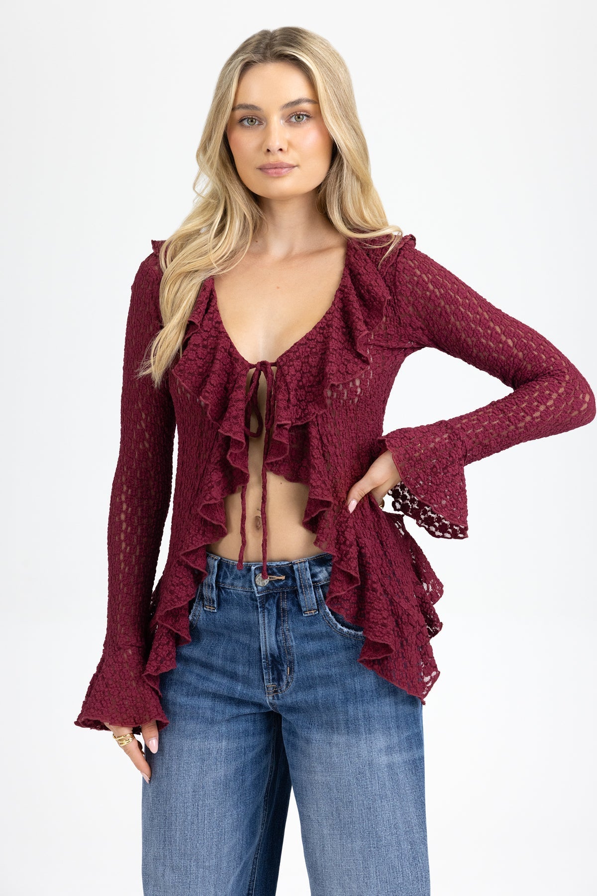 Emory Lace Ruffle Top