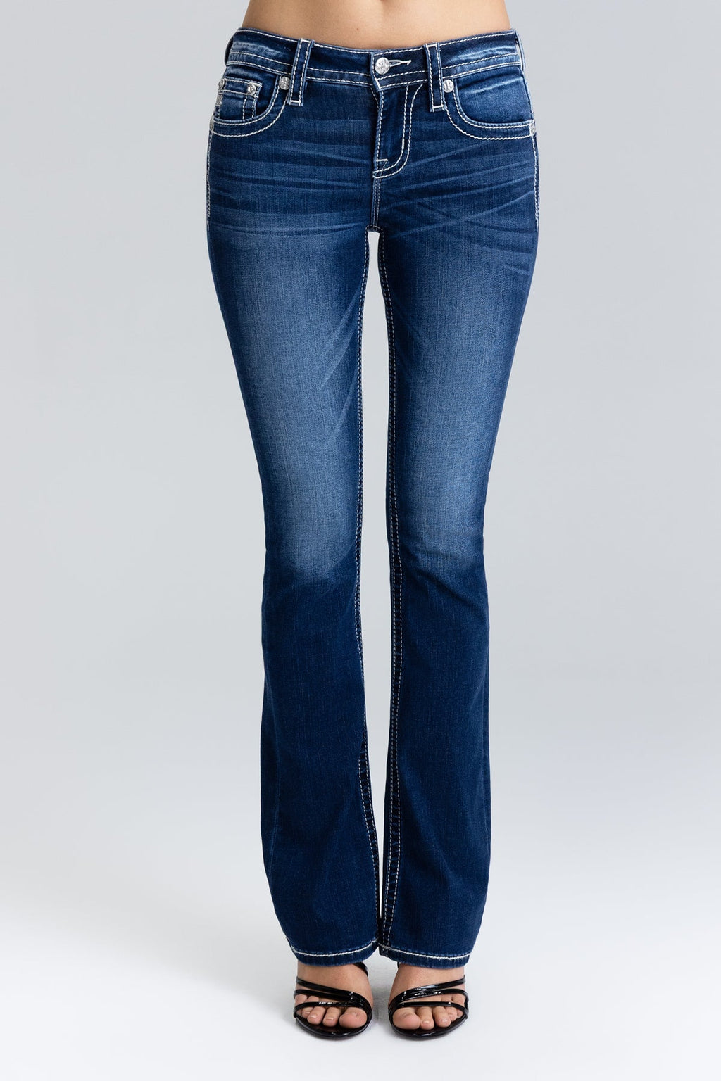 Nyah Cross Stitched Bootcut Jeans