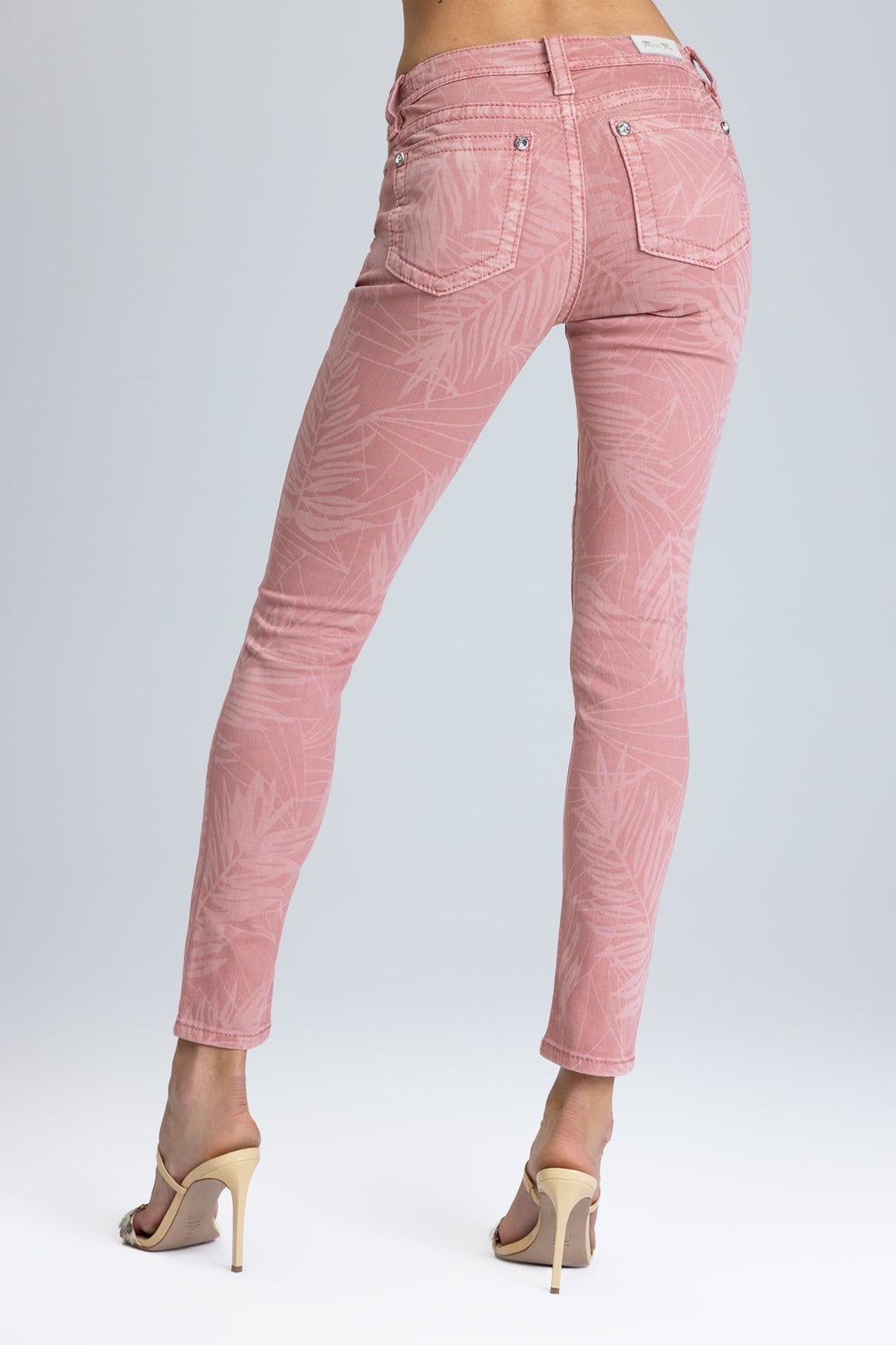 Coral Leaves Skinny Jeans