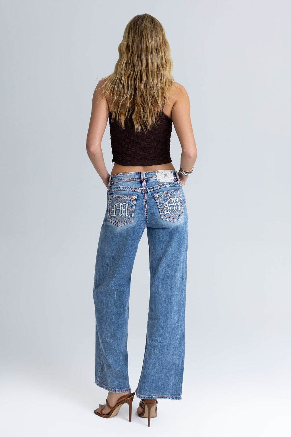 Electric Stitched Wide Leg Jeans