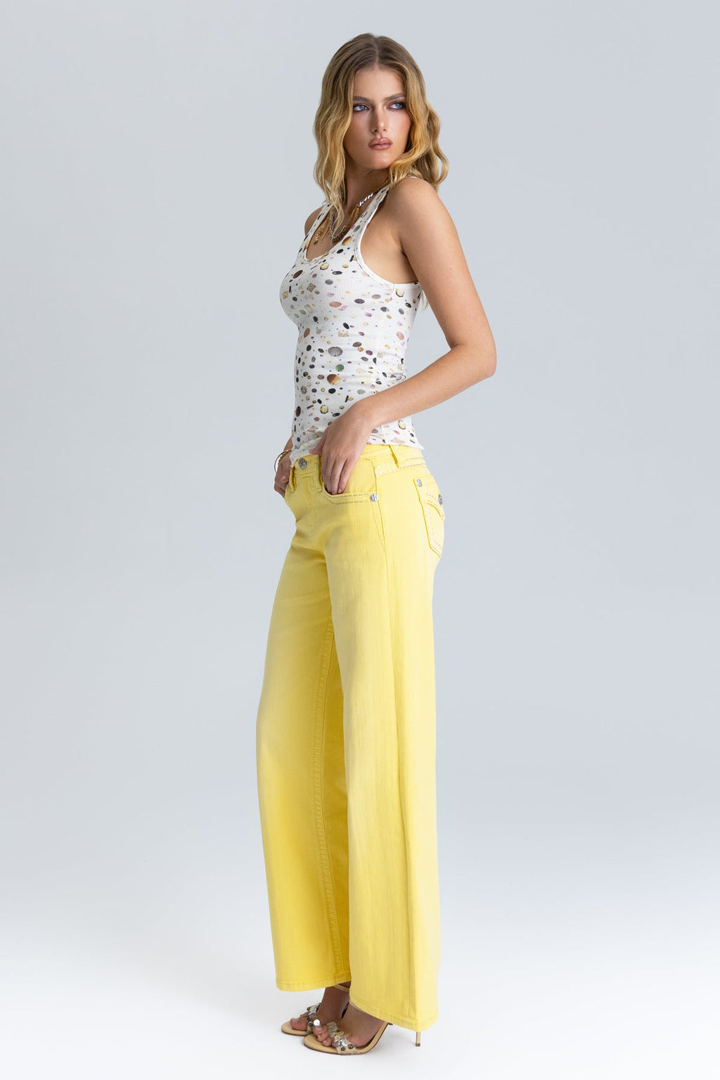 Circuit Stitched Wide Leg Jeans