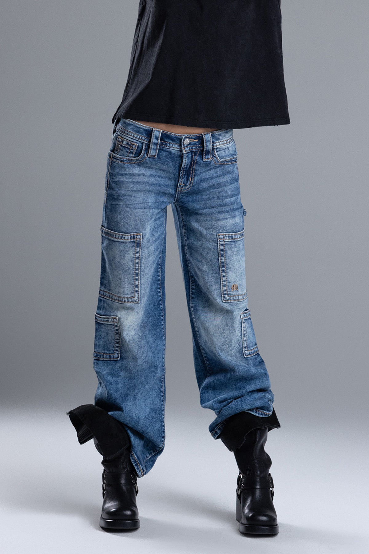 Cloud Acid Wash Utility Jeans